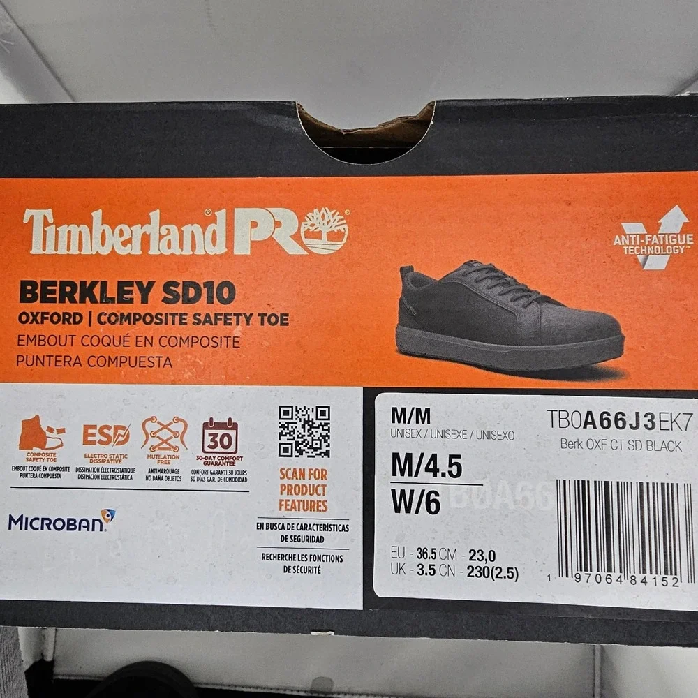Timberland PRO Berkley‎ SD10 Oxford Composite Safety Toe ESD Black SZ M 4.5 W 6